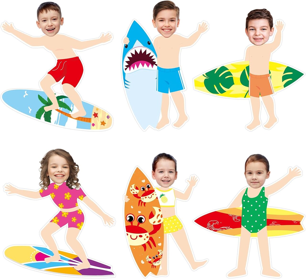 24-Piece Summer Surfboard Cutouts – DIY Photo Space for Bulletin Boards, Hawaiian Ocean Classroom, Birthday Party, and Summer Party Decorations